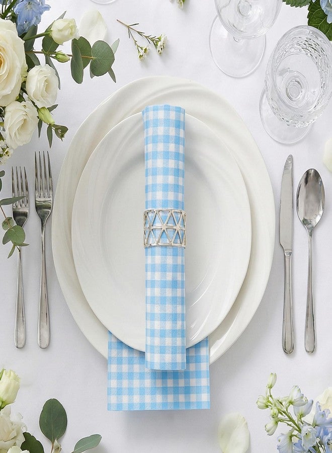 NatNarr 60 Pcs Light Blue Gingham Napkins, 2 Ply Blue and White Plaid Bathroom Napkins Guest Disposable Checkered Dinner Napkin for Birthday, Baby Shower, Wedding, Picnic - Image 2